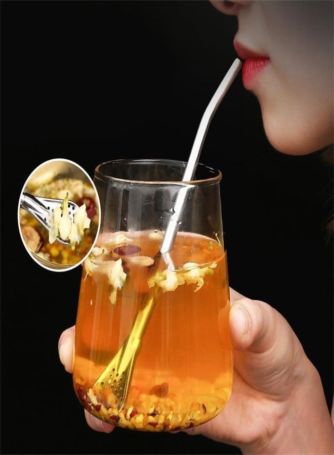 Much Hotter 304 Food-Grade 18/8 Stainless Steel Drinking Filter Straws, Straw 7.2 inch Long Spoon Straws for Mate Tea，Coffee Stirrer Stick for Iced Tea, Cocktail, Set of 3 with 3 Cleaning Brush (silver) - Image 4